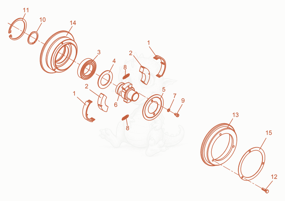 Exploded parts diagram of the Centrifugal Clutch cpl. of a Wacker Neuson DPU3750HETS, with numbered balloons