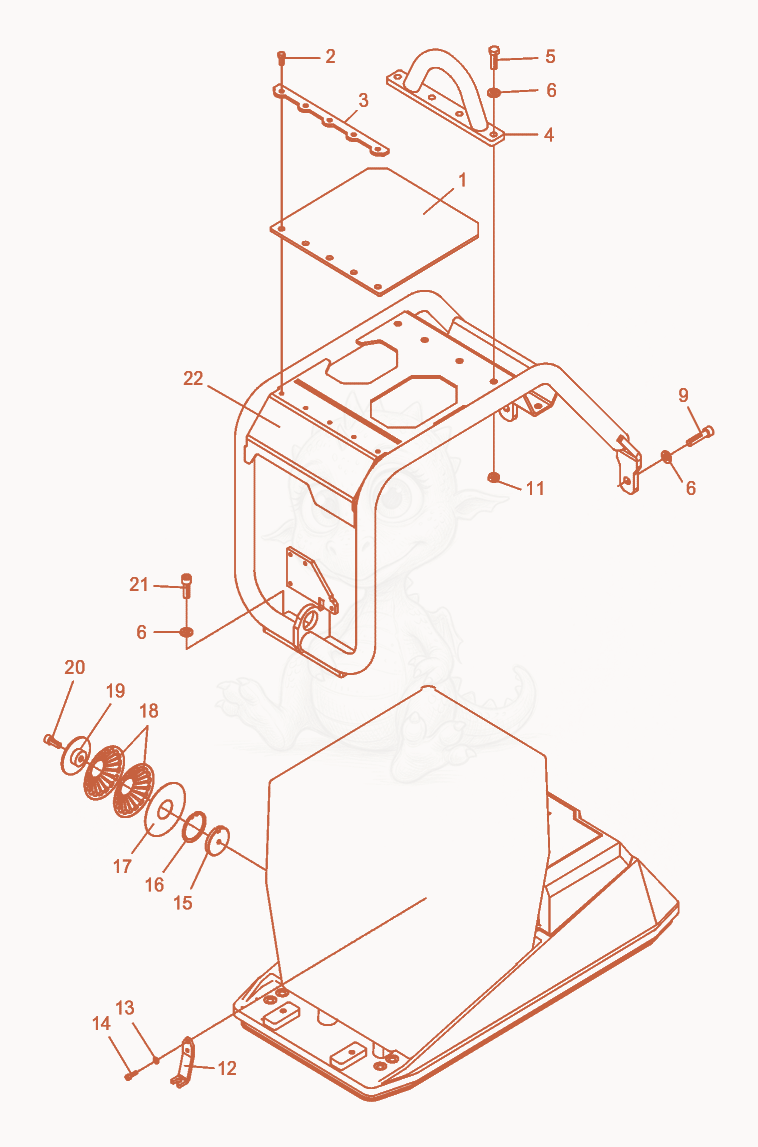 Exploded parts diagram of the Upper Mass cpl. of a Wacker Neuson DPU4045H, with numbered balloons