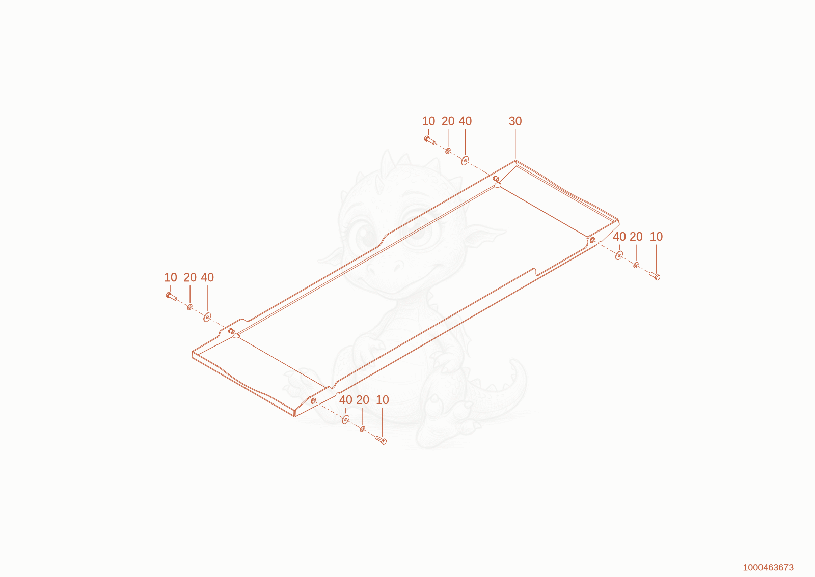 Exploded parts diagram of the floor plate of a Wacker Neuson TH412(T01-01), with numbered balloons