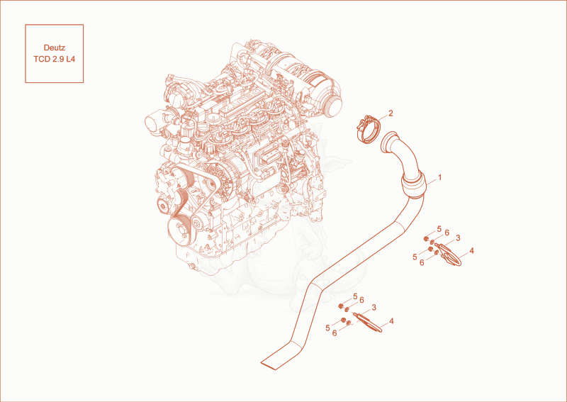Exploded parts diagram of the EXHAUST (Option) SP of a Wacker Neuson DW50, with numbered balloons