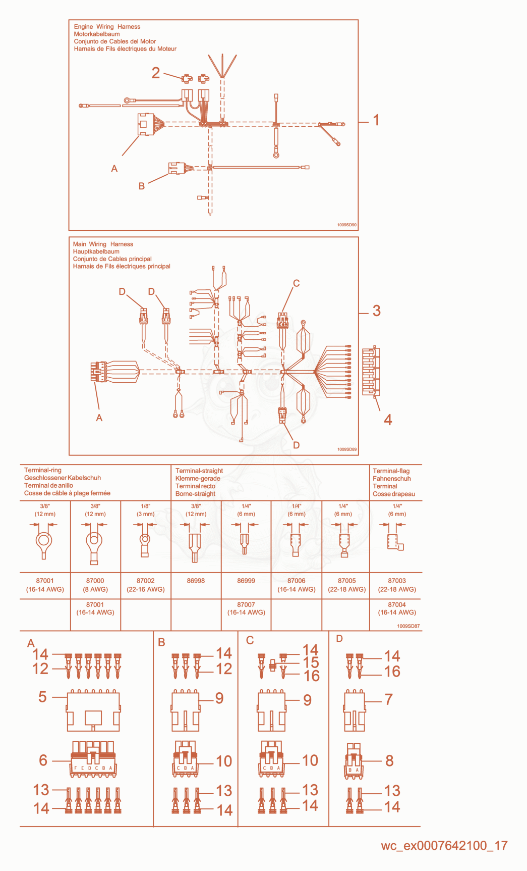 Exploded parts diagram of the Electrical Connectors of a Wacker Neuson RT820HT, with numbered balloons