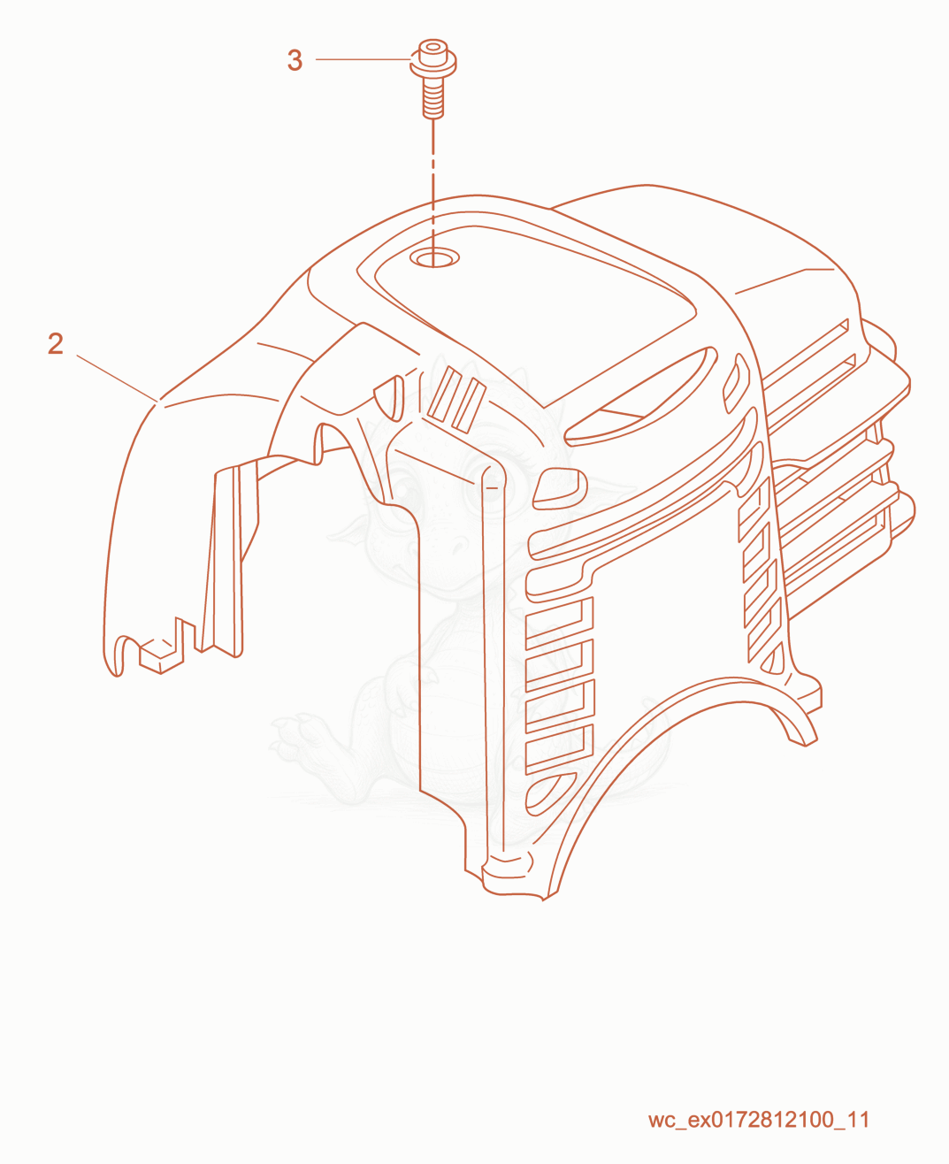 Exploded parts diagram of the Top cover of a Wacker Neuson P35A, with numbered balloons
