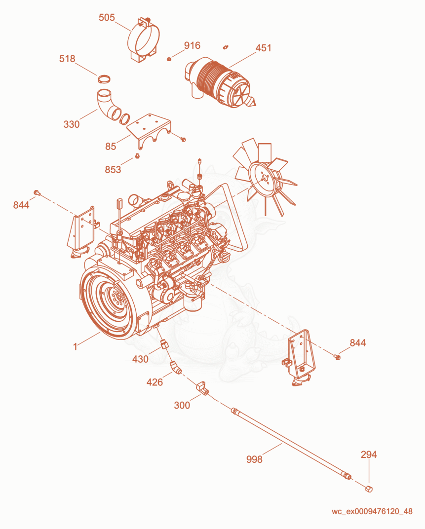 Exploded parts diagram of the Engine cpl. of a Wacker Neuson G25, with numbered balloons