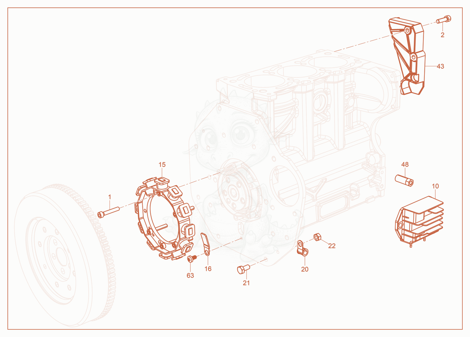 Exploded parts diagram of the Voltage Regulator of a Wacker Neuson RTLX-SC3, with numbered balloons