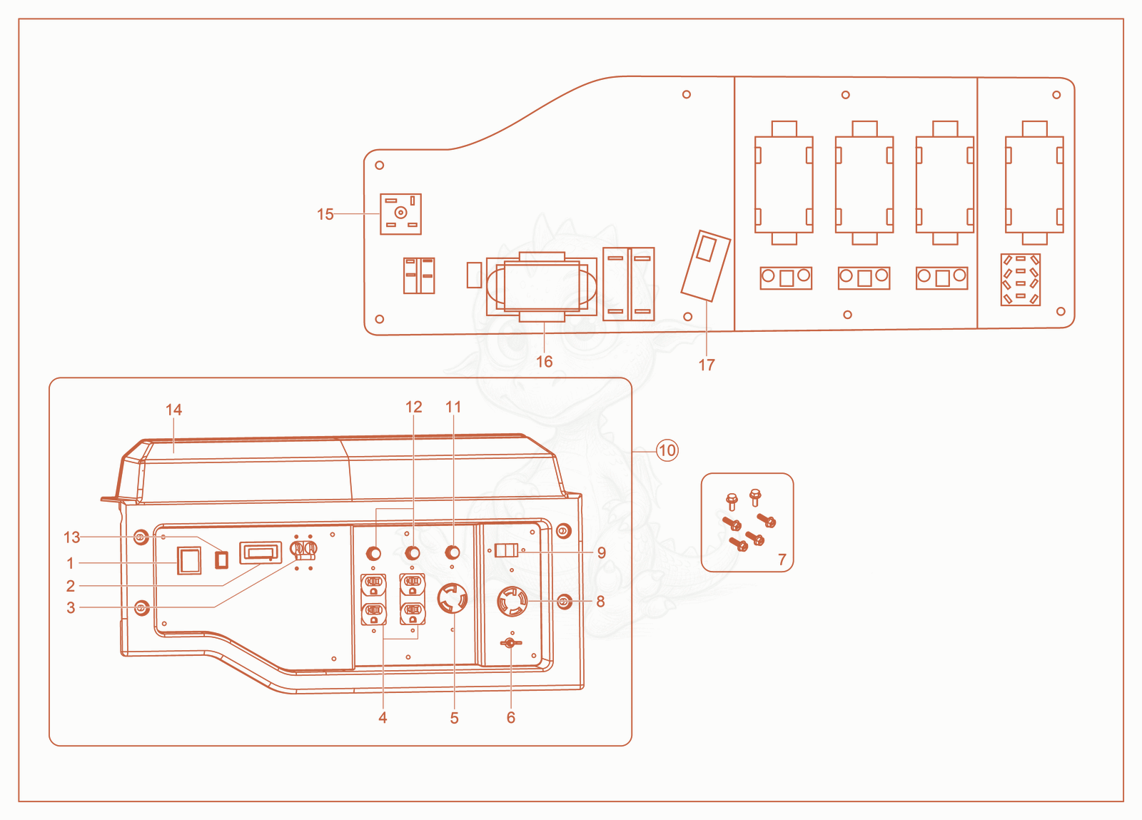 Exploded parts diagram of the Main Panel of a Wacker Neuson GP5500A, with numbered balloons