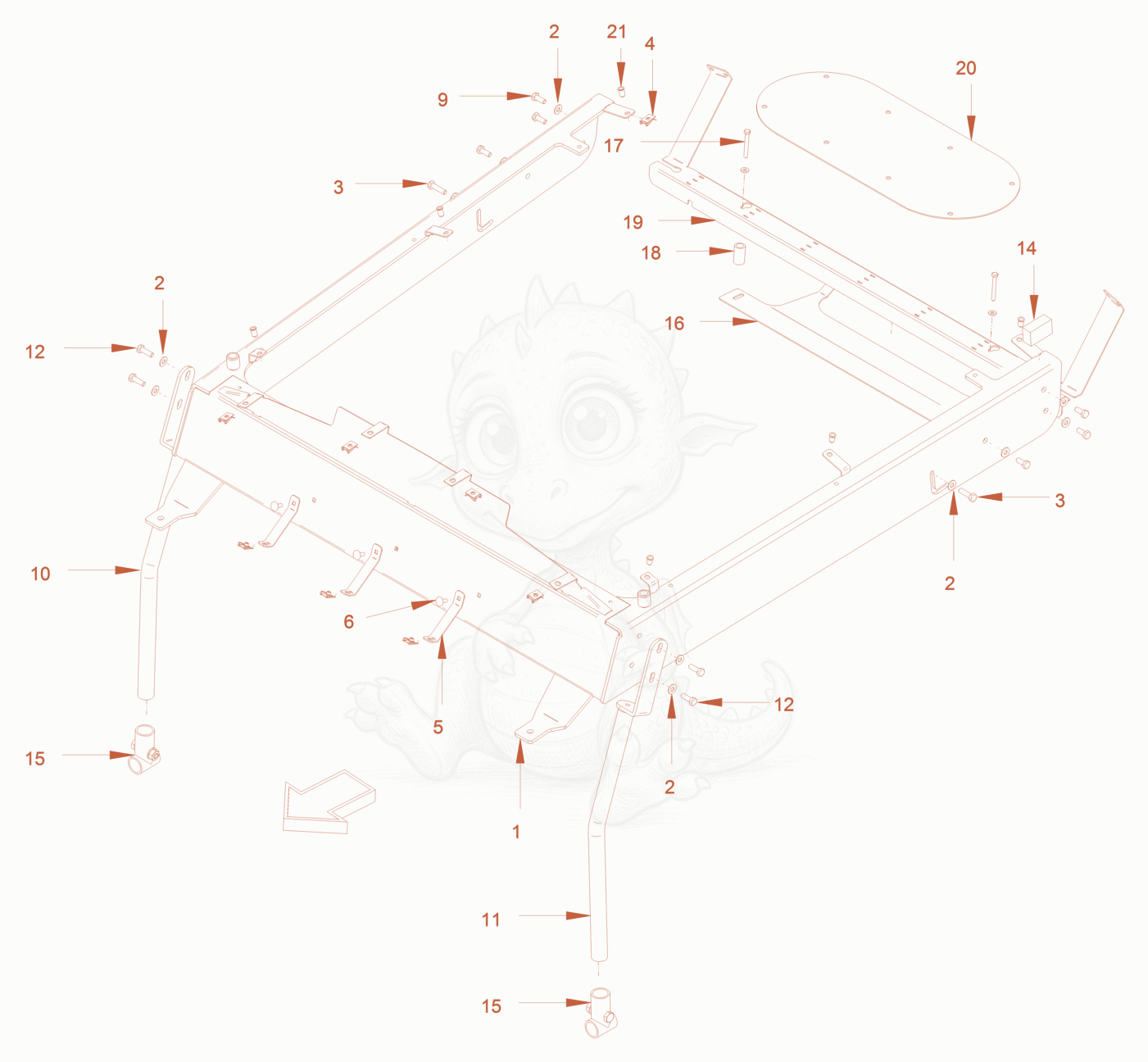 Exploded parts diagram of the sun canopy of a Wacker Neuson RC50P, with numbered balloons