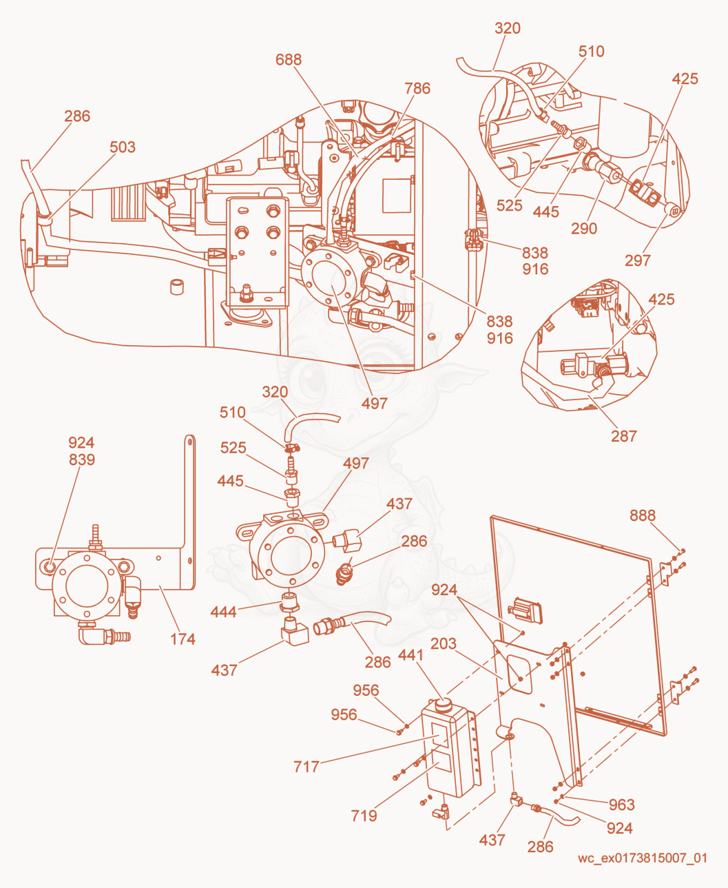 Exploded parts diagram of the Option-Lube Level Maintainer of a Wacker Neuson G70, with numbered balloons