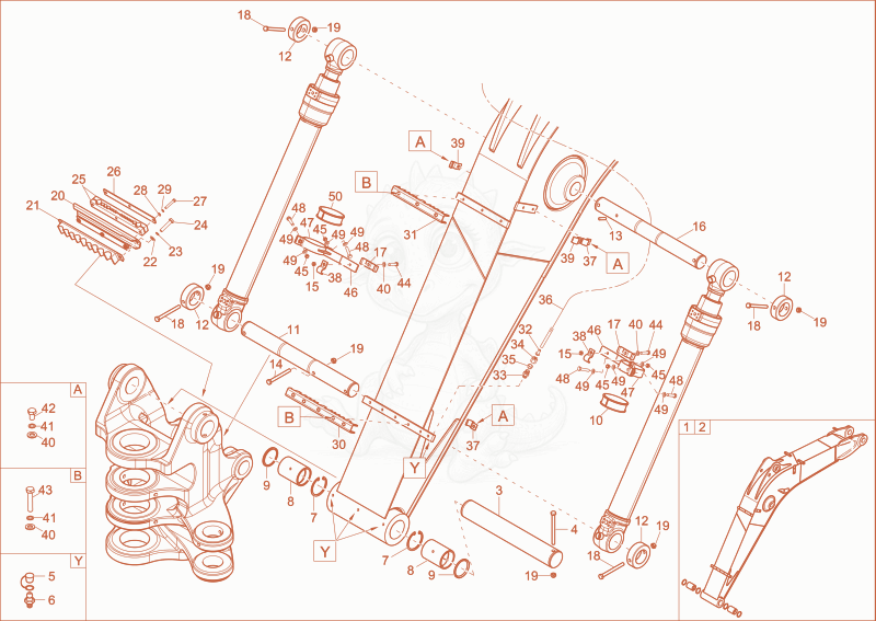 Exploded parts diagram of the LIFTING BOOM 1 of a Wacker Neuson 14504, with numbered balloons