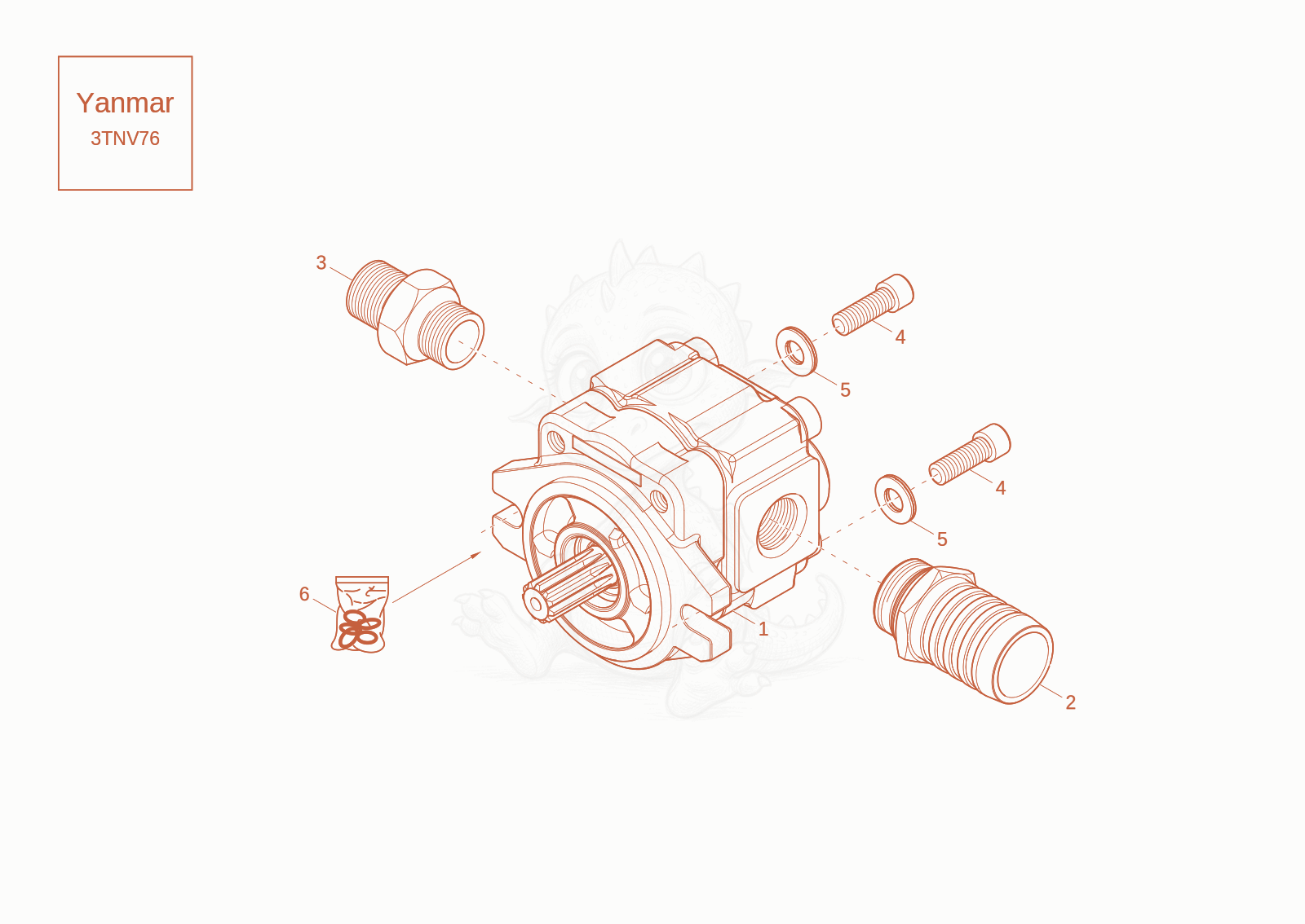 Exploded parts diagram of the gear pump of a Wacker Neuson DW20-2, with numbered balloons