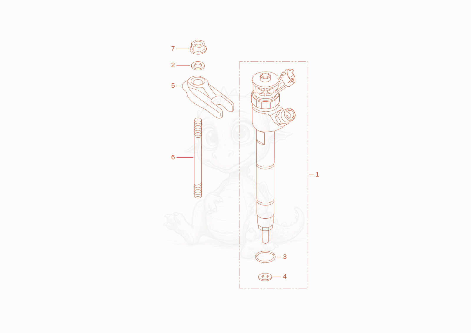 Exploded parts diagram of the injection nozzle of a Wacker Neuson WL60T4F, with numbered balloons