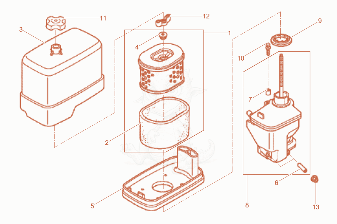 Exploded parts diagram of the Air Cleaner of a Wacker Neuson RD7AFHRC, with numbered balloons