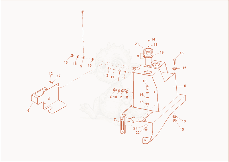 Exploded parts diagram of the fuel tank of a Wacker Neuson 1200/2002, with numbered balloons