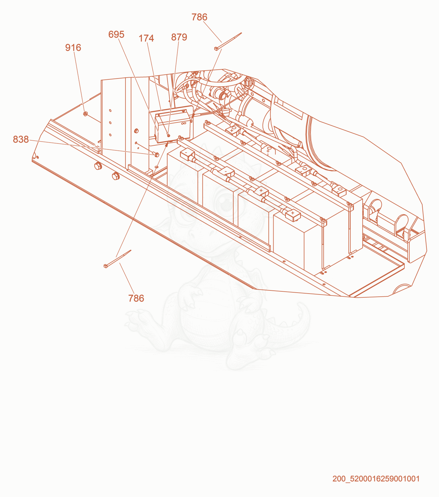 Exploded parts diagram of the Option- Battery Charger of a Wacker Neuson G320, with numbered balloons