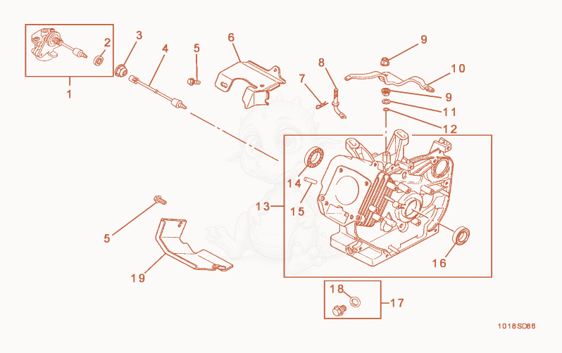 Exploded parts diagram of the Engine Block of a Wacker Neuson VPG165V, with numbered balloons