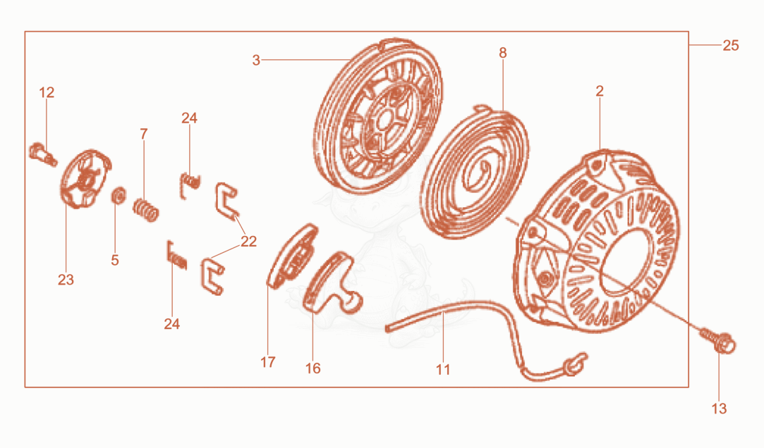 Exploded parts diagram of the Starter of a Wacker Neuson VP1340AWCN, with numbered balloons