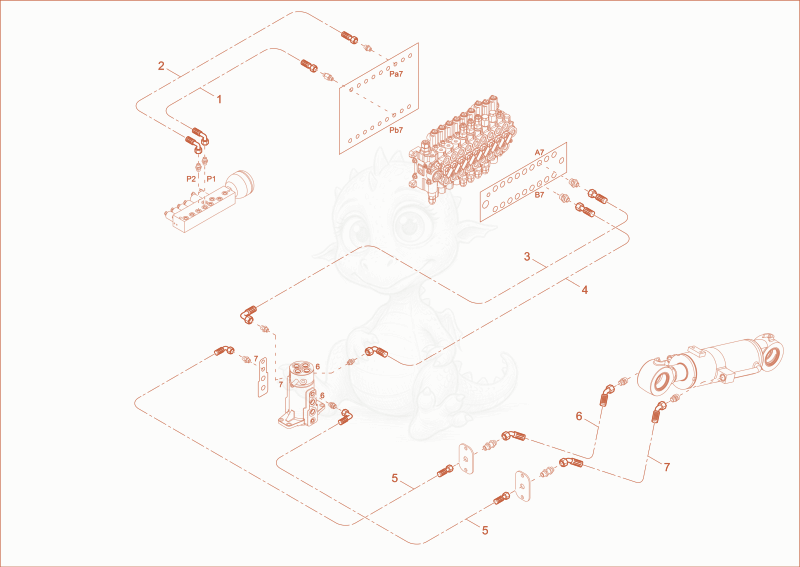 Exploded parts diagram of the DOZER BLADE OPERATION of a Wacker Neuson ET58, with numbered balloons