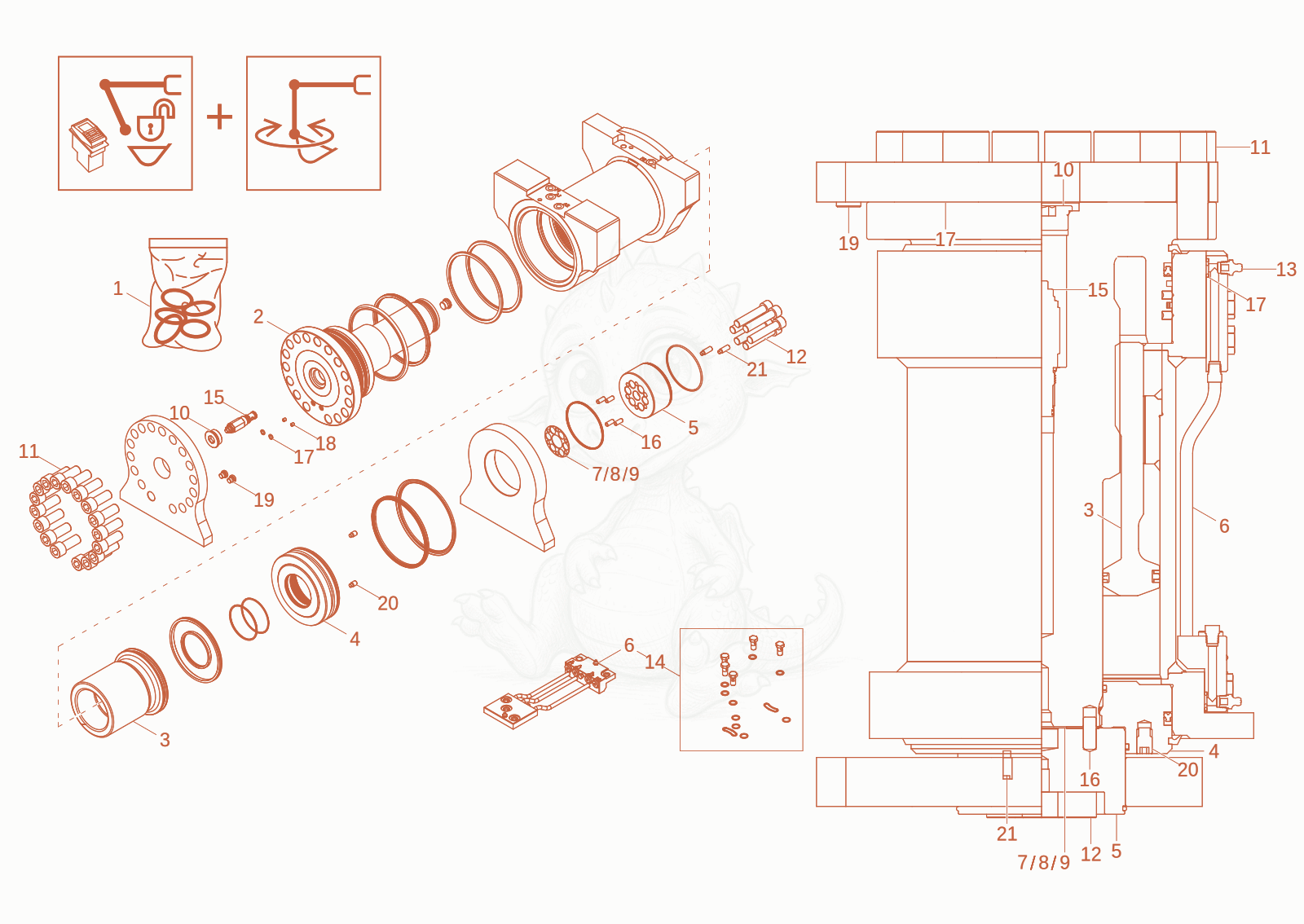 Exploded parts diagram of the Powertilt (Option) of a Wacker Neuson EW100-2, with numbered balloons