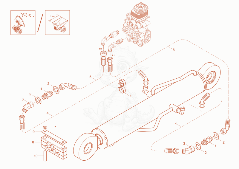 Exploded parts diagram of the TILT CYLINDER OPERATION Rops (Option) of a Wacker Neuson DW60-2, with numbered balloons