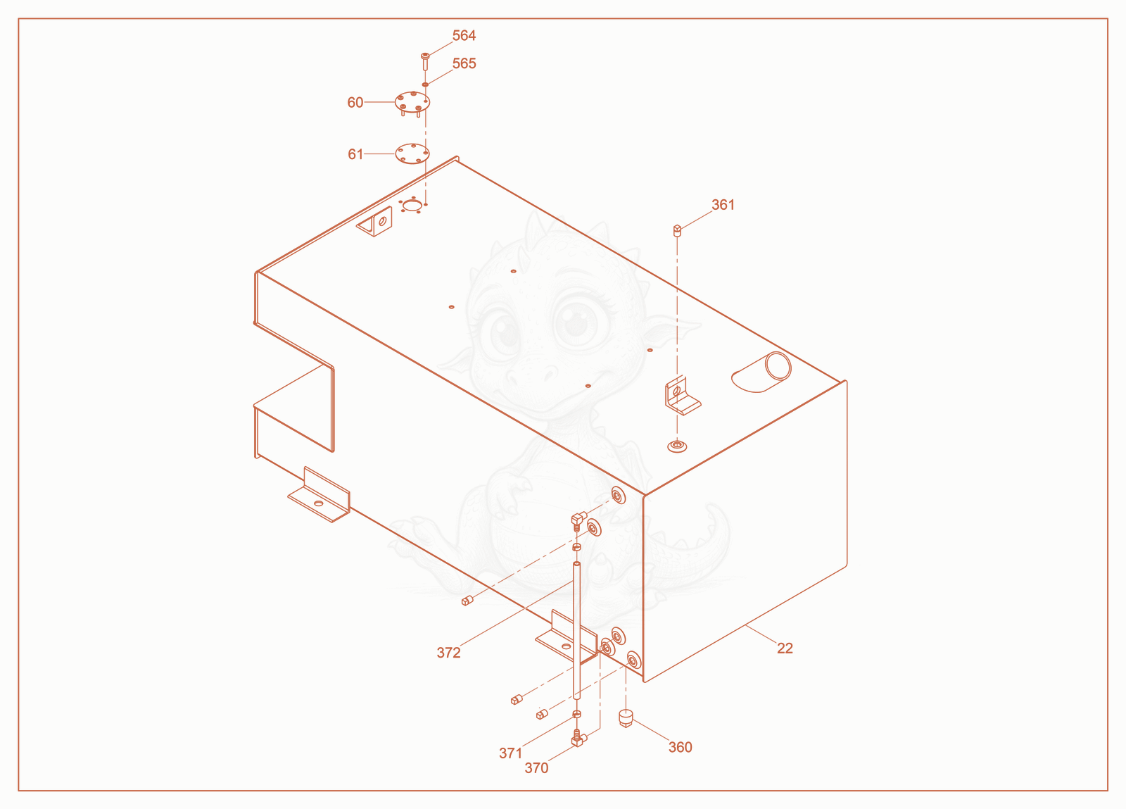 Exploded parts diagram of the Fuel Tank cpl. of a Wacker Neuson HSH380B, with numbered balloons