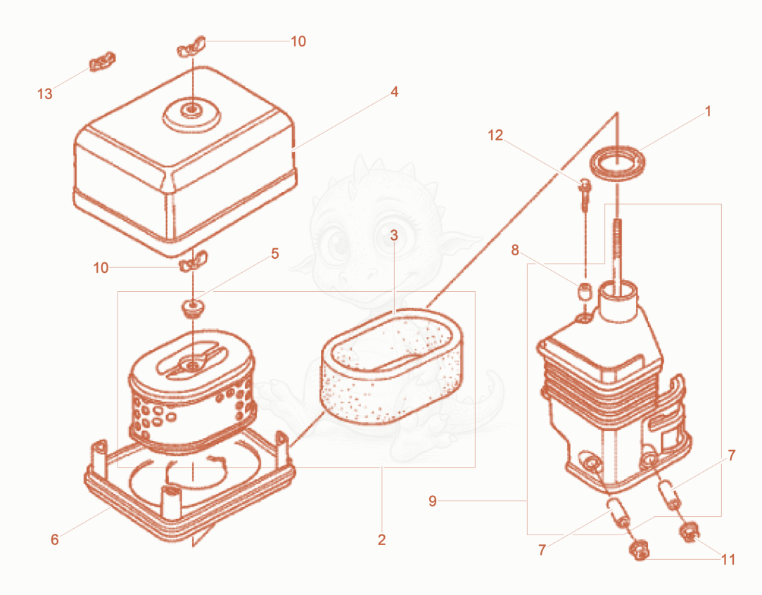 Exploded parts diagram of the Air Cleaner of a Wacker Neuson BPS1340AW, with numbered balloons