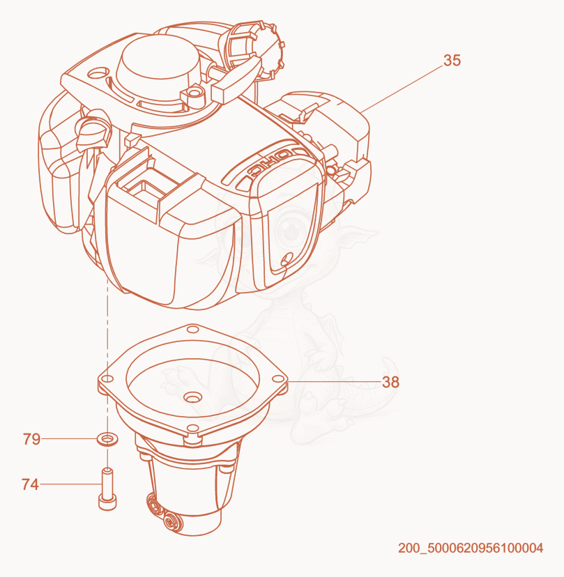 Exploded parts diagram of the Clutch of a Wacker Neuson P35A, with numbered balloons