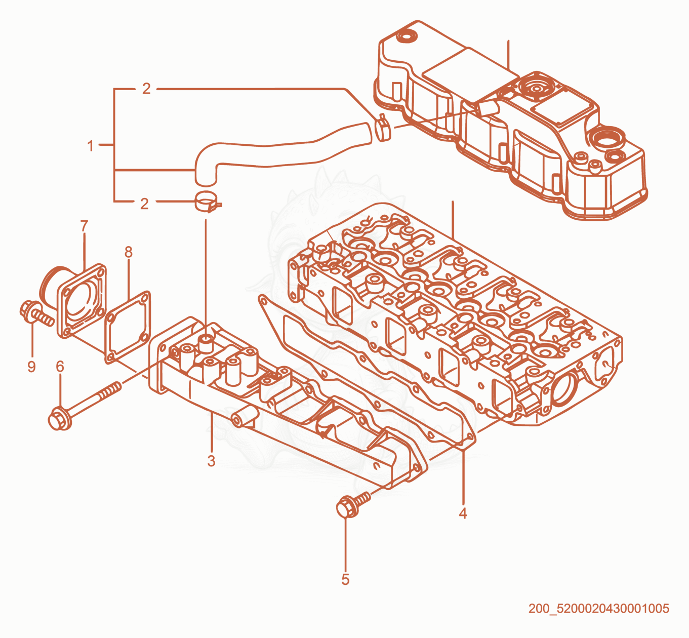 Exploded parts diagram of the Suction Manifold of a Wacker Neuson APT4S, with numbered balloons