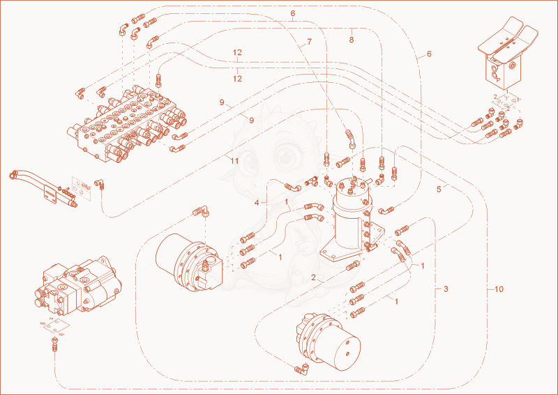 Exploded parts diagram of the TRAVELLING GEAR INSTALLATION of a Wacker Neuson 38Z3, with numbered balloons