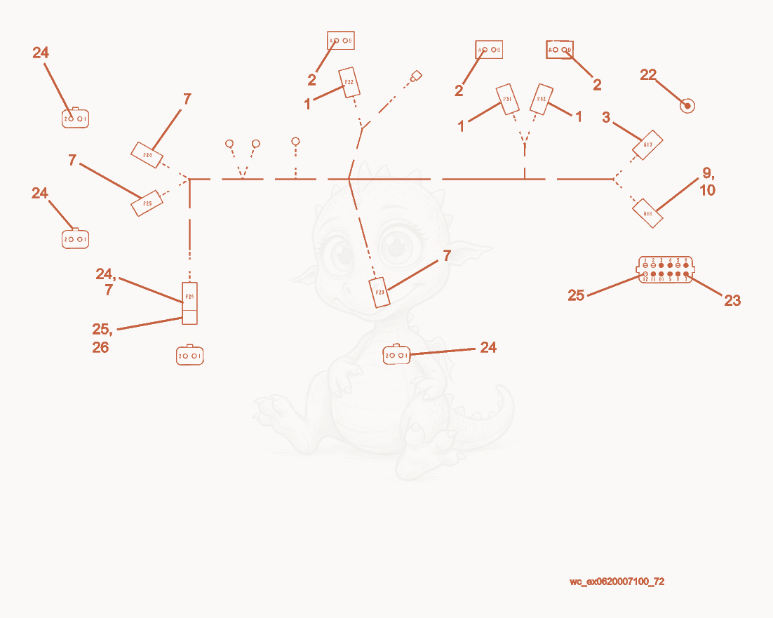 Exploded parts diagram of the Wiring Harness/Engine of a Wacker Neuson RD27-120, with numbered balloons