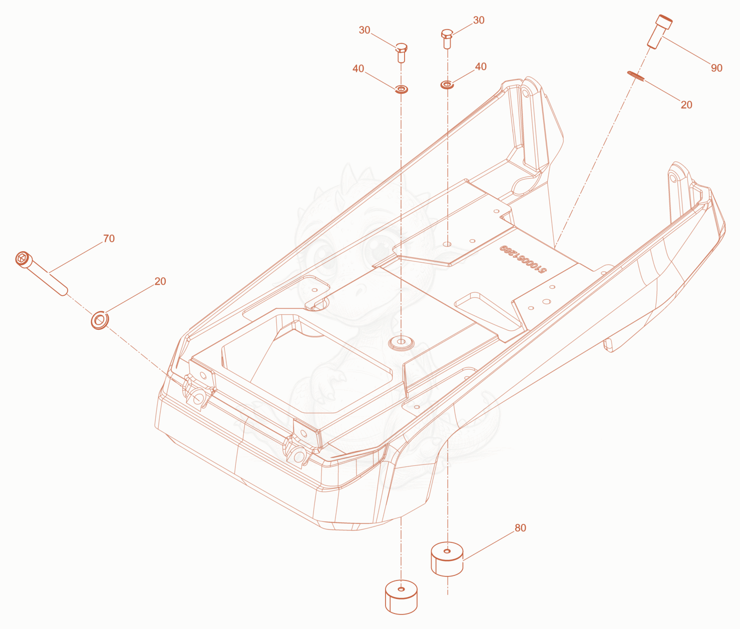 Exploded parts diagram of the Upper mass basis of a Wacker Neuson APUKMAT, with numbered balloons