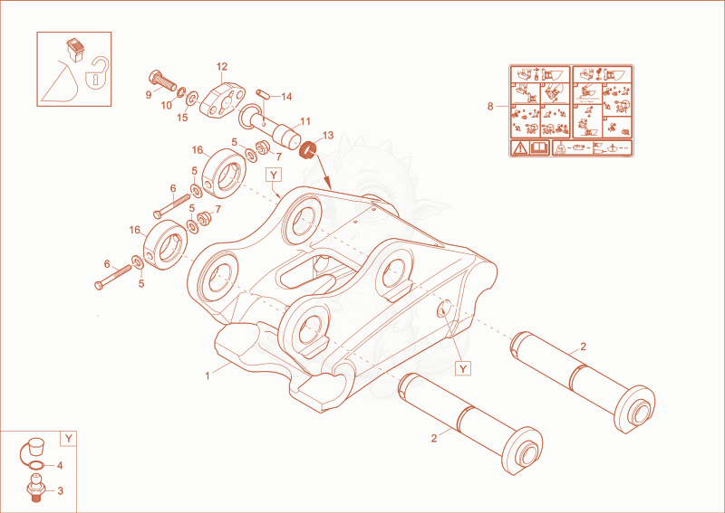 Exploded parts diagram of the QHS hydraulically COUPLER (Option) of a Wacker Neuson 1404, with numbered balloons