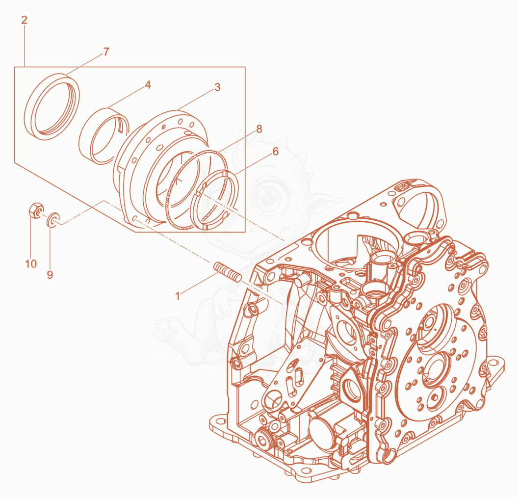 Exploded parts diagram of the Bearing flange of a Wacker Neuson DPU6555HEHAPN, with numbered balloons
