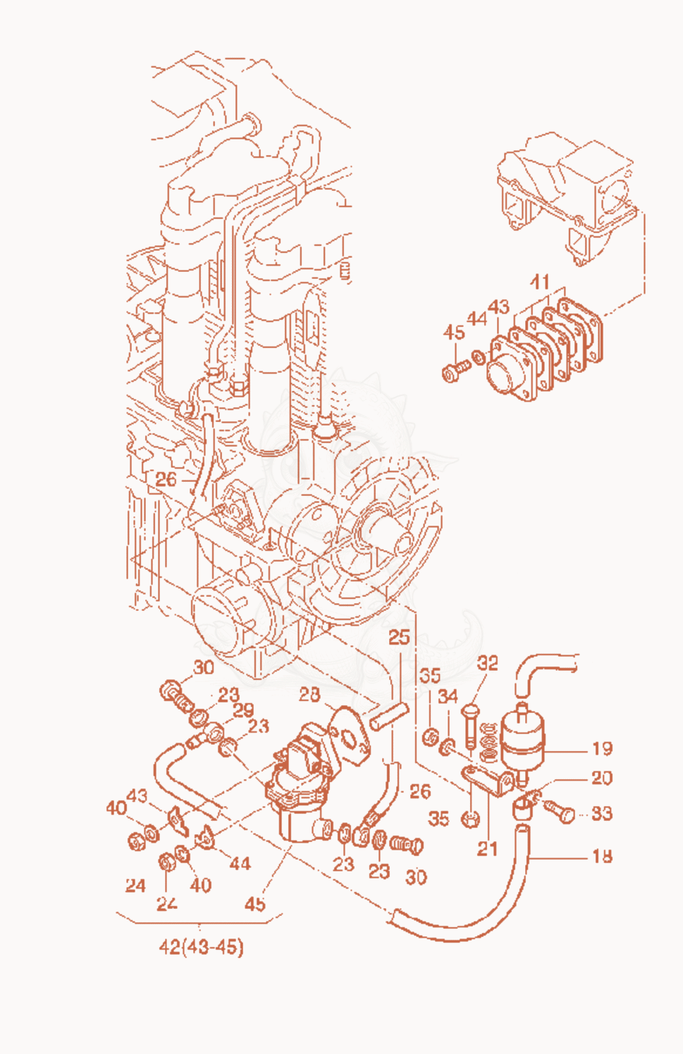 Exploded parts diagram of the Fuel Pump of a Wacker Neuson RD15, with numbered balloons