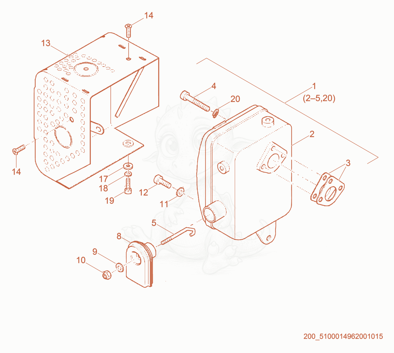 Exploded parts diagram of the Muffler of a Wacker Neuson PT3H, with numbered balloons