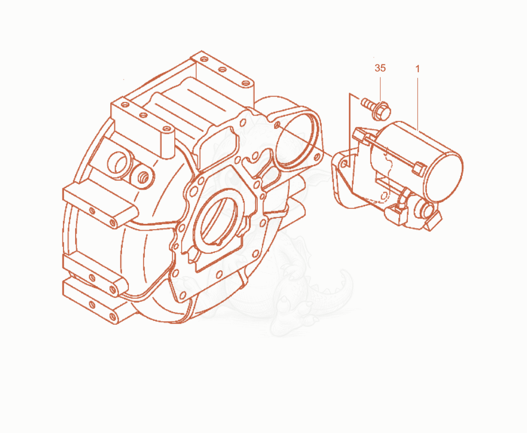 Despiece del Starter motor de una máquina Wacker Neuson PT6Y-SA, con globos numerados