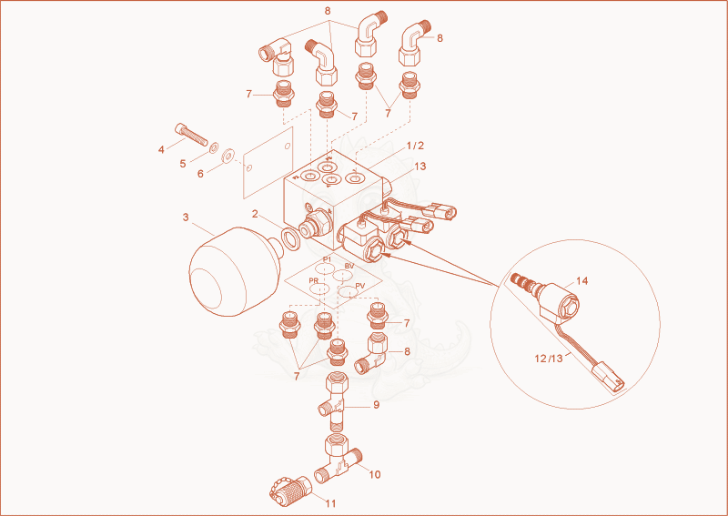 Exploded parts diagram of the controloil unit of a Wacker Neuson 6002RD, with numbered balloons