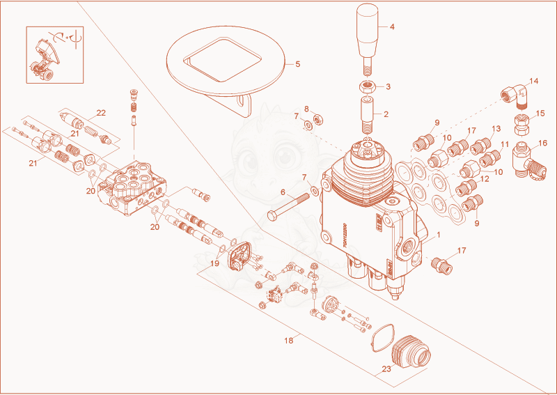 Exploded parts diagram of the control valve (Option) of a Wacker Neuson 6001, with numbered balloons