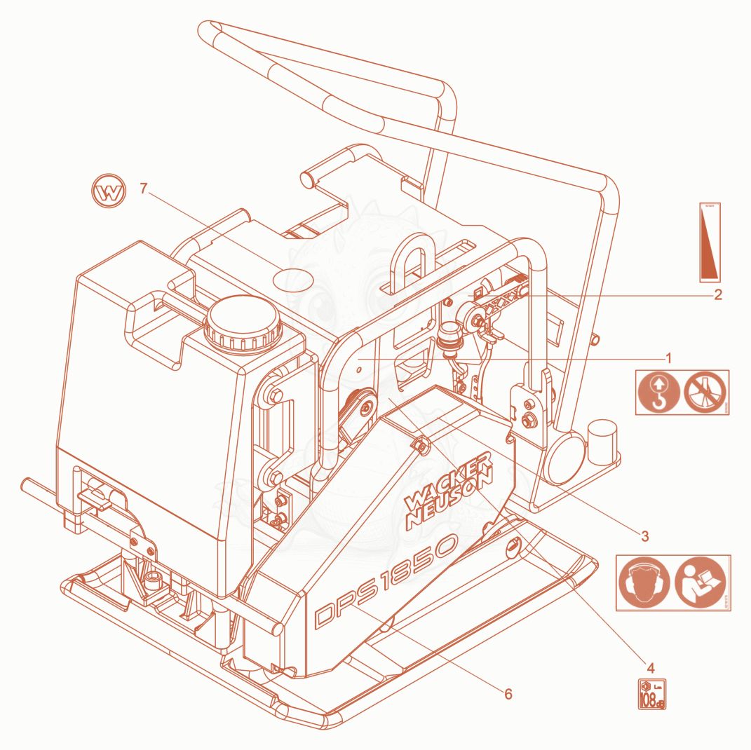 Despiece del Label de una máquina Wacker Neuson DPS1850HASPHALT, con globos numerados