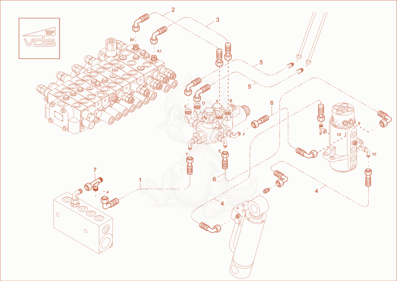 Exploded parts diagram of the TILT CYLINDER INSTALLATION (OPTION) of a Wacker Neuson EZ36, with numbered balloons