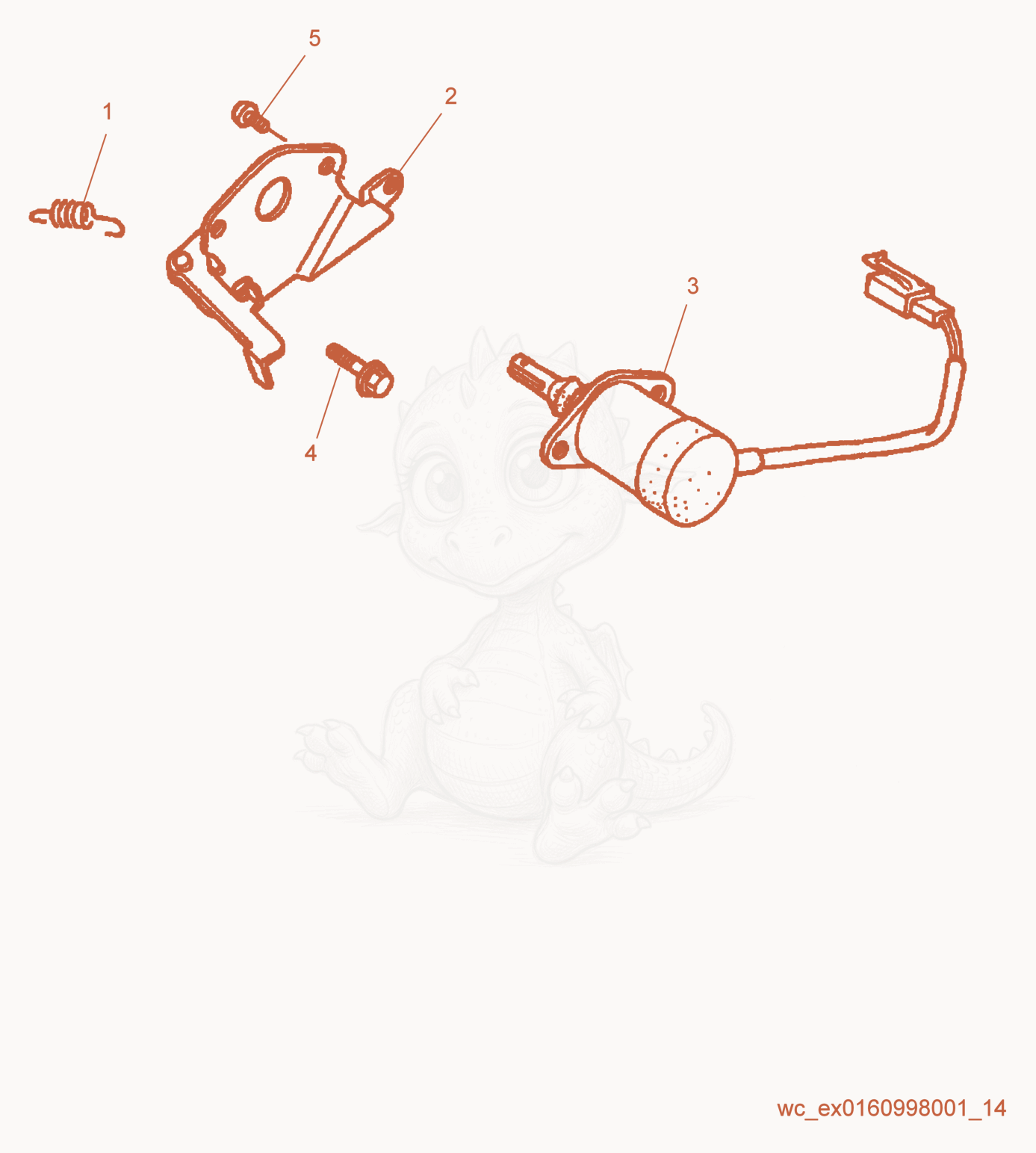 Despiece del Engine Auto Idle cpl. de una máquina Wacker Neuson GP5600A, con globos numerados