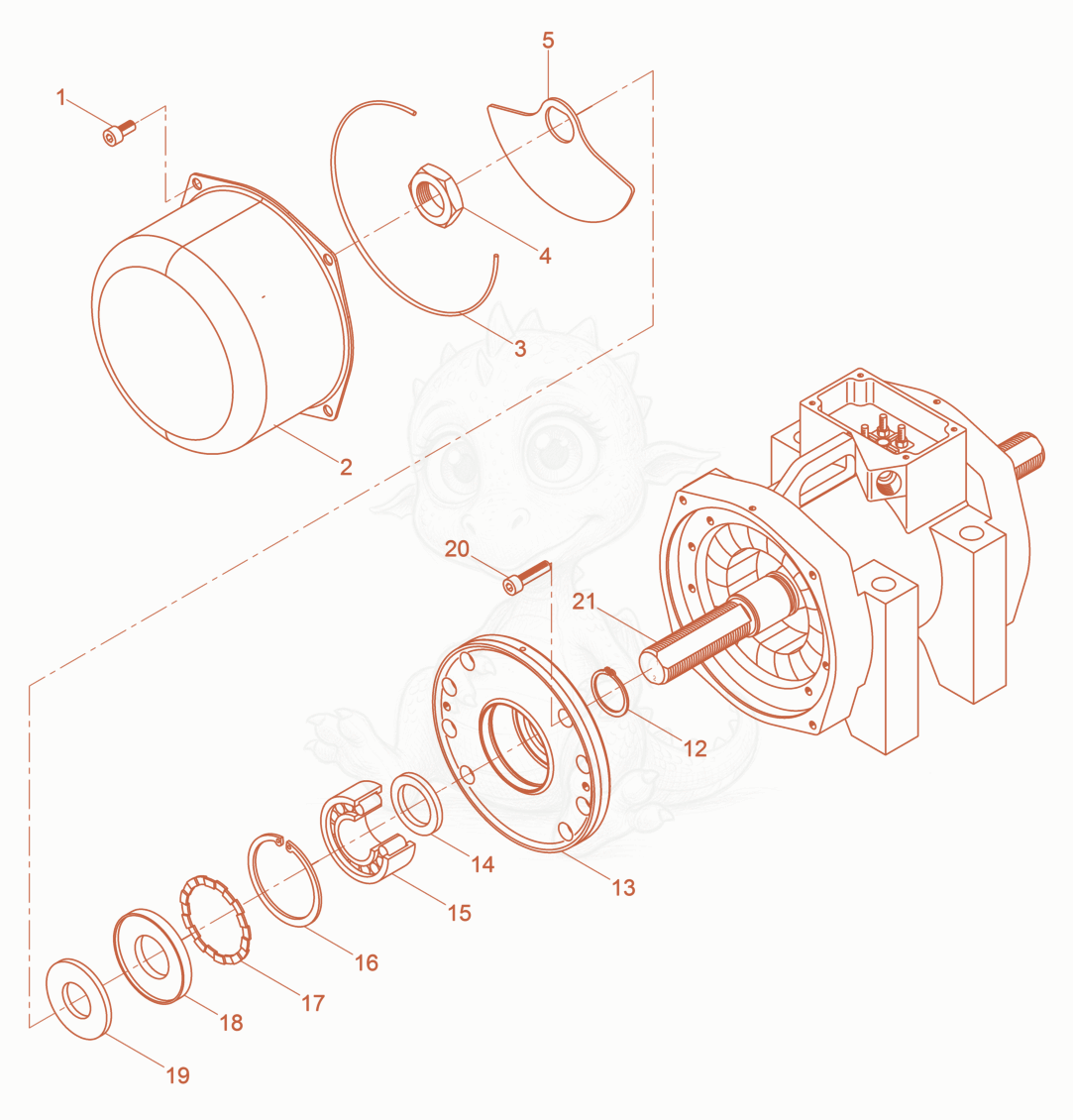Exploded parts diagram of the External Vibrator cpl. of a Wacker Neuson AR75/1,5/400, with numbered balloons
