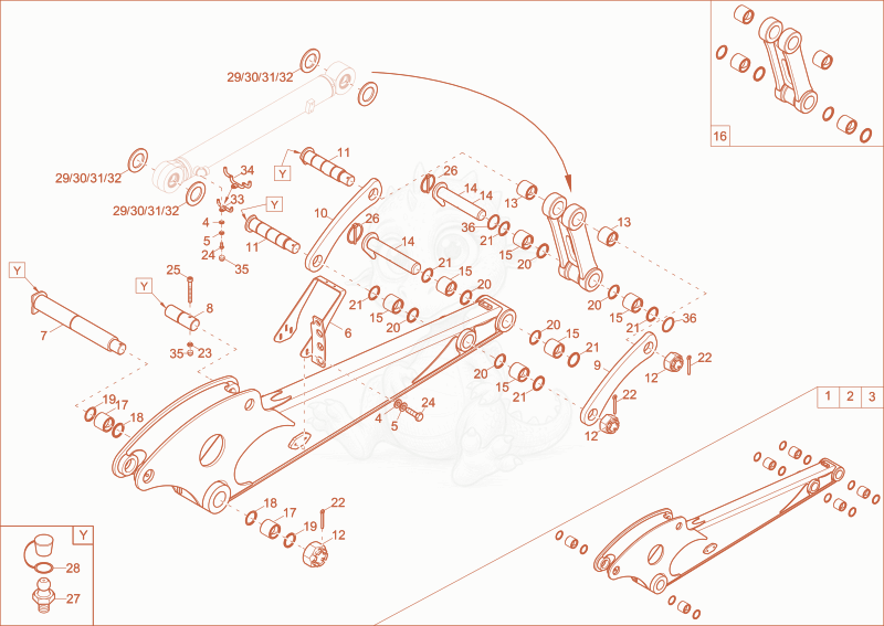 Exploded parts diagram of the dipperstick of a Wacker Neuson 9503, with numbered balloons