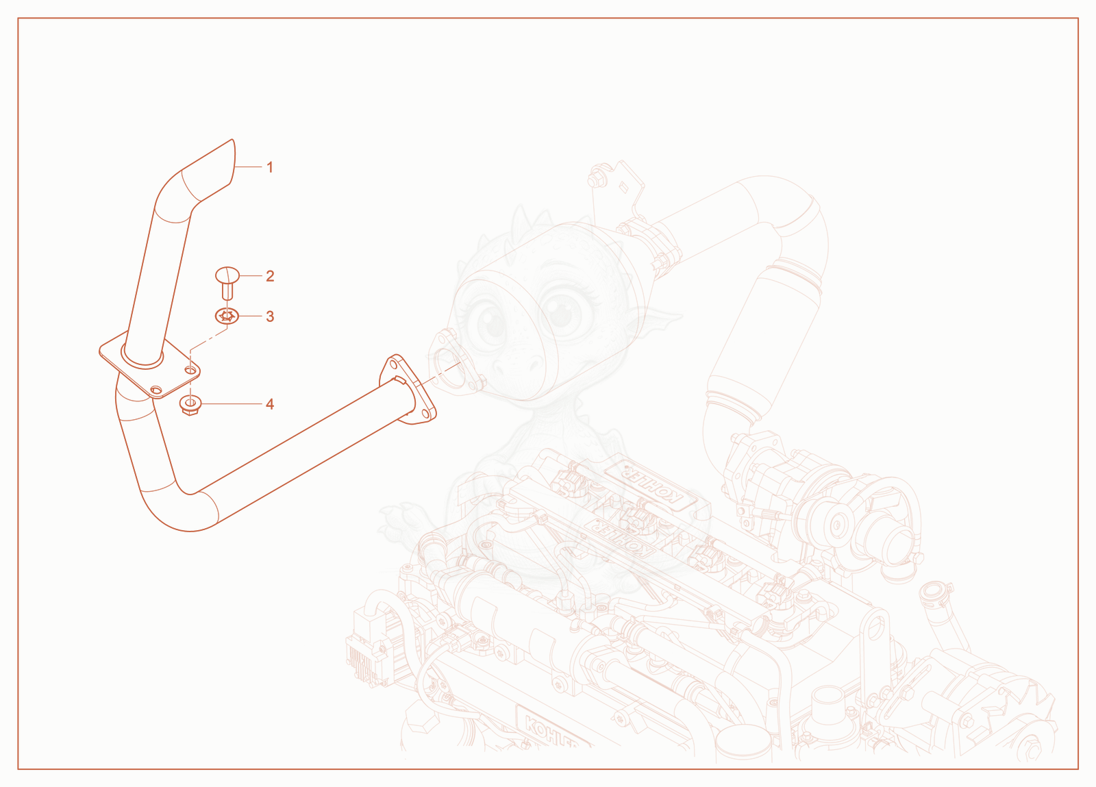 Exploded parts diagram of the Exhaust Pipe (No Muffler) of a Wacker Neuson ST37, with numbered balloons