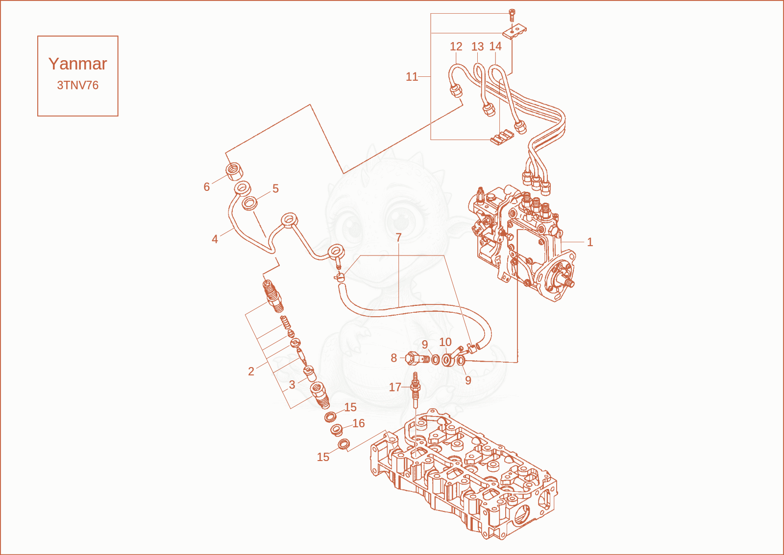 Exploded parts diagram of the FUEL INJECTION EQUIPMENT of a Wacker Neuson ET24, with numbered balloons