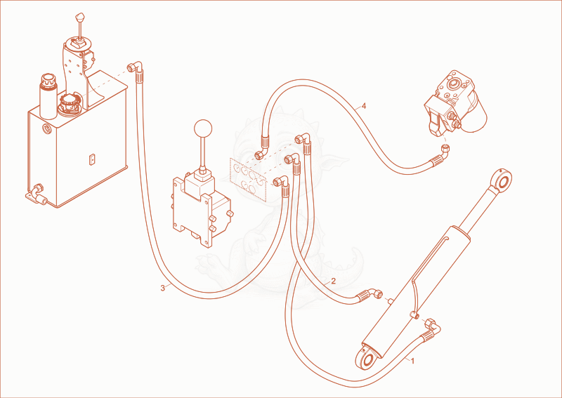 Exploded parts diagram of the tilt cylinder installation (Powerswivel) of a Wacker Neuson 6001, with numbered balloons