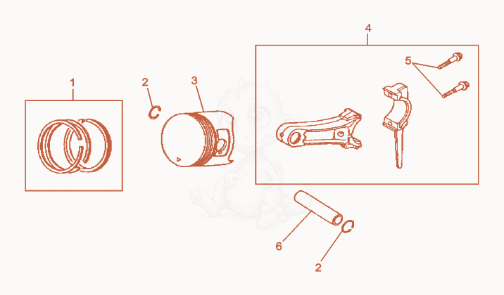 Exploded parts diagram of the Piston of a Wacker Neuson PG2A, with numbered balloons