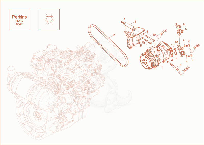 Exploded parts diagram of the ADDITIONAL PARTS OPTION AIR-CONDITIONING of a Wacker Neuson EW100, with numbered balloons