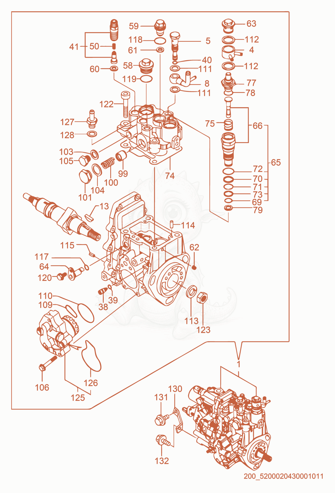 Exploded parts diagram of the Fuel Pump of a Wacker Neuson APT4S, with numbered balloons