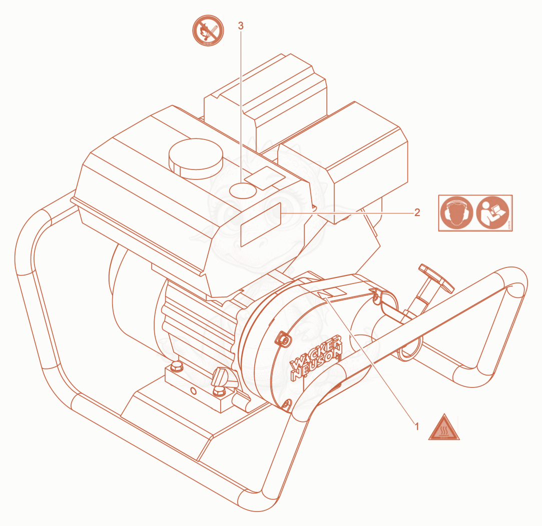 Exploded parts diagram of the Labels of a Wacker Neuson A5000/160ISO, with numbered balloons