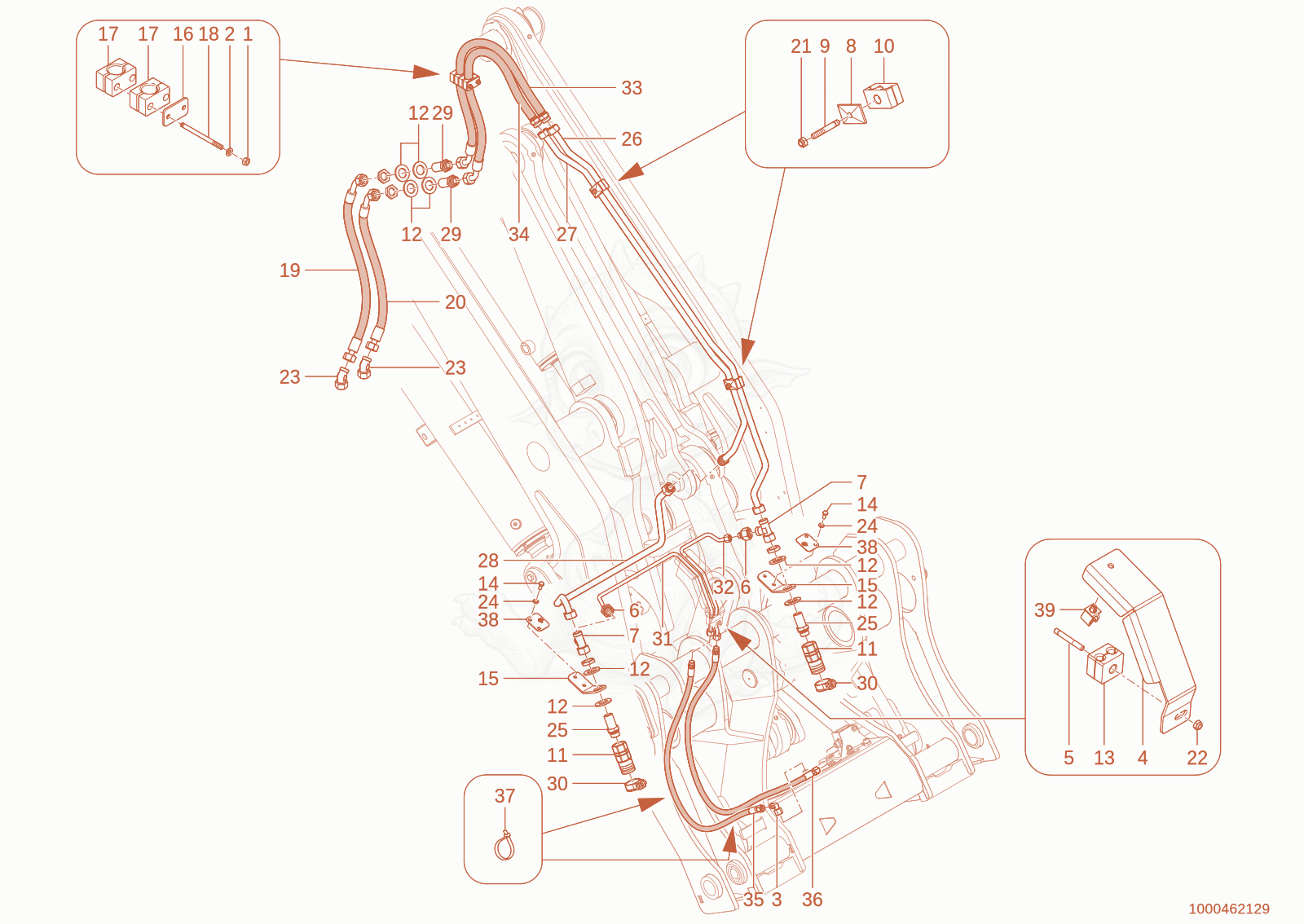 Exploded parts diagram of the 3rd control circuit of a Wacker Neuson WL110(R90-05), with numbered balloons