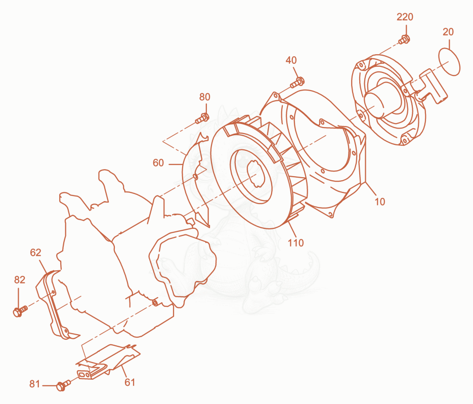 Exploded parts diagram of the Blower housing cpl. of a Wacker Neuson GH3500, with numbered balloons